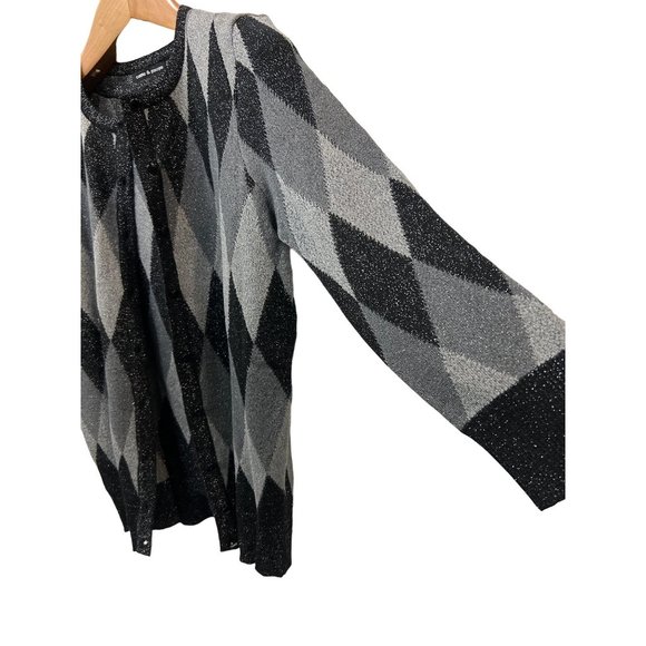 Cable and Gauge Top and Cardigan Sweater Set Metallic Argyle - Picture 6 of 11